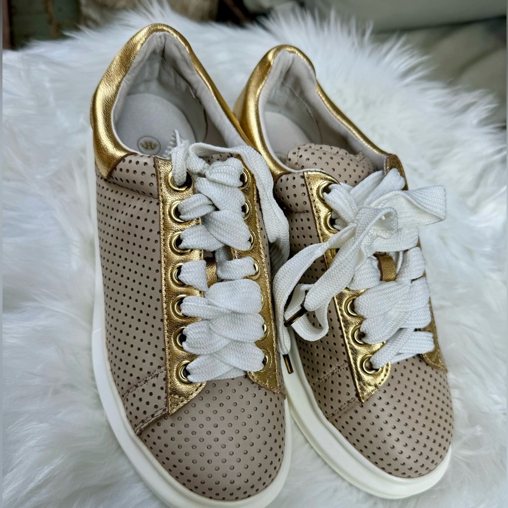 Hollie Watman Seeing Spots Gold Sneakers